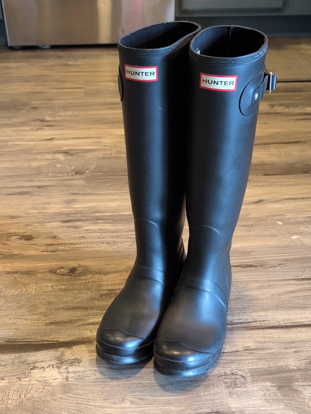 Hunter Matte Black Tall Rubber Boots with Logo